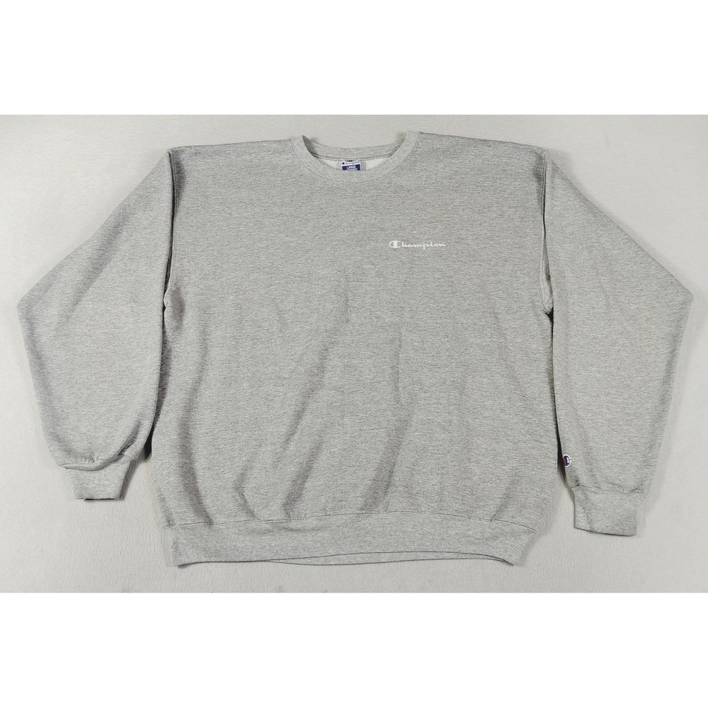 Champion Sweatshirt Mens Large Gray Fleece Crewneck Small Logo Pullover Athletic